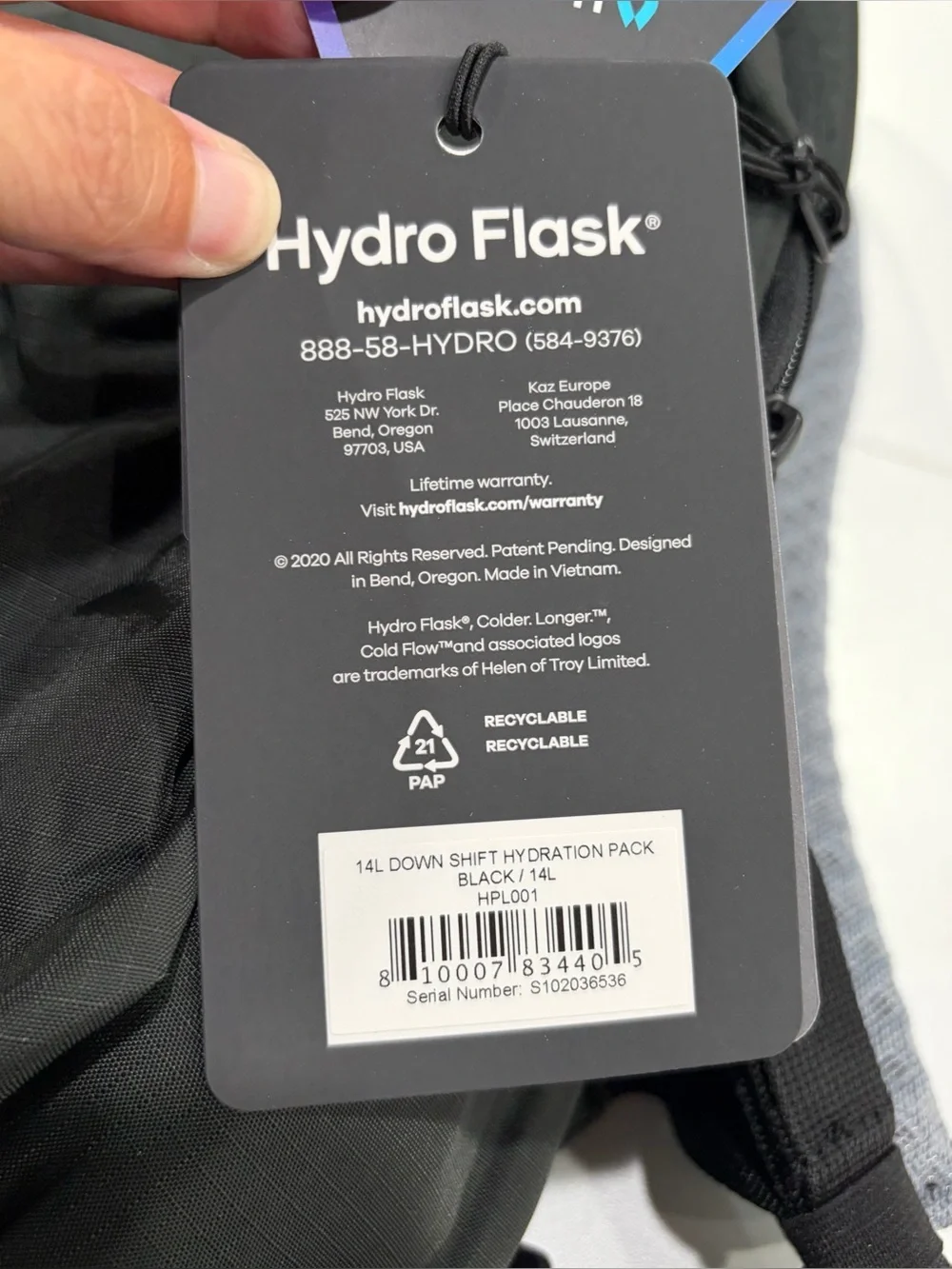 Hydro Flask Down Shift 14 L Hydration Pack 68.oz. Reservoir Black NWT Waterproof